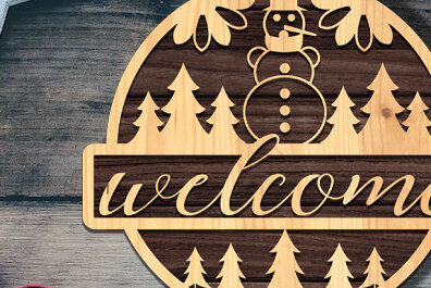 Intra απο ξύλο plywood 3mm-4mm πάχος - Χριστουγεννιάτικη πινακίδα υποδοχής πόρτας με λέιζερ Δίασταση 15x15 cm INTRAFABR-73114279