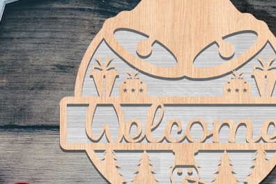 Intra απο ξύλο plywood 3mm-4mm πάχος - Χριστουγεννιάτικη πινακίδα υποδοχής πόρτας με λέιζερ Δίασταση 15x15 cm INTRAFABR-73114289