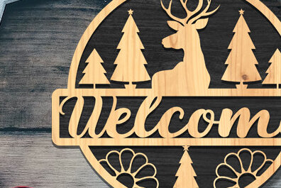 Intra απο ξύλο plywood 3mm-4mm πάχος - Χριστουγεννιάτικη πινακίδα υποδοχής πόρτας με λέιζερ Δίασταση 15x15 cm INTRAFABR-73114303