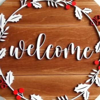 Intra απο ξύλο plywood 3mm-4mm πάχος - Χριστουγεννιάτικο σημάδι καλωσορίσματος Δίασταση 15x15 cm INTRAFABR-33199925 - Image 1