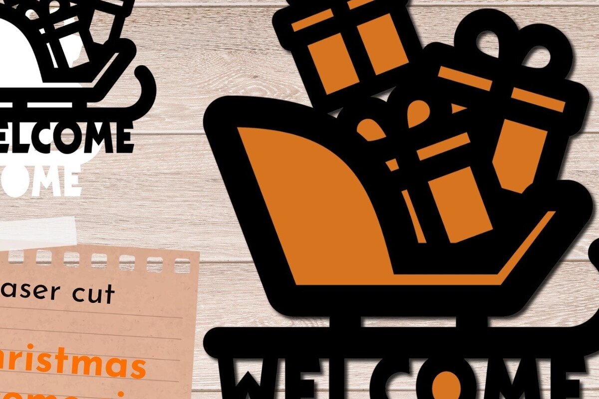 Intra απο ξύλο plywood 3mm-4mm πάχος - Χριστουγεννιάτικη πινακίδα καλωσορίσματος, κρεμάστρα πόρτας 3D Δίασταση 30x20 cm INTRAFABR-80220762