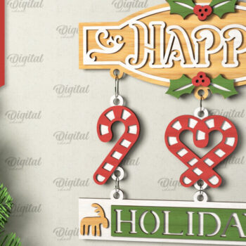 Intra απο ξύλο plywood 3mm-4mm πάχος - Σχέδιο κοπής με λέιζερ χριστουγεννιάτικο σημάδι καλωσορίσματος Δίασταση 15x15 cm INTRAFABR-106608491 - Image 1