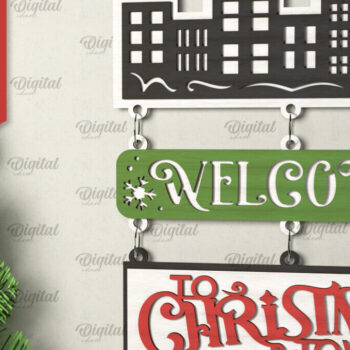 Intra απο ξύλο plywood 3mm-4mm πάχος - Σχέδιο κοπής με λέιζερ χριστουγεννιάτικο σημάδι καλωσορίσματος Δίασταση 15x15 cm INTRAFABR-106607470 - Image 1