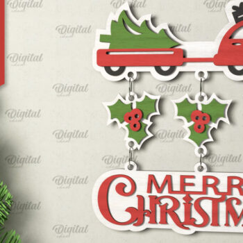 Intra απο ξύλο plywood 3mm-4mm πάχος - Σχέδιο κοπής με λέιζερ χριστουγεννιάτικο σημάδι καλωσορίσματος Δίασταση 15x15 cm INTRAFABR-106607804 - Image 1