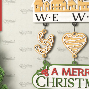 Intra απο ξύλο plywood 3mm-4mm πάχος - Σχέδιο κοπής με λέιζερ χριστουγεννιάτικο σημάδι καλωσορίσματος Δίασταση 15x15 cm INTRAFABR-106608373 - Image 1