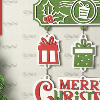 Intra απο ξύλο plywood 3mm-4mm πάχος - Σχέδιο κοπής με λέιζερ χριστουγεννιάτικο σημάδι καλωσορίσματος Δίασταση 15x15 cm INTRAFABR-106607337 - Image 1