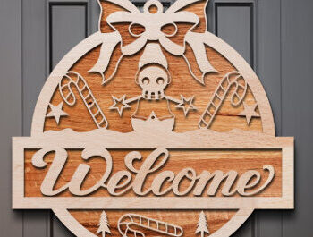 Intra απο ξύλο plywood 3mm-4mm πάχος - Χριστουγεννιάτικο Σετ κοπής με λέιζερ καλωσορίσματος Δίασταση 15x15 cm INTRAFABR-76425887 - Image 2