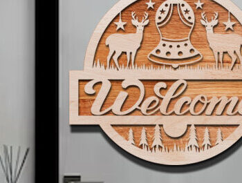 Intra απο ξύλο plywood 3mm-4mm πάχος - Χριστουγεννιάτικο σημάδι καλωσορίσματος Laser Cut  Δίασταση 15x15 cm INTRAFABR-76206795 - Image 1