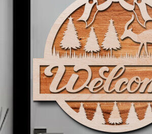 Intra απο ξύλο plywood 3mm-4mm πάχος - Χριστουγεννιάτικο σημάδι καλωσορίσματος Laser Cut  Δίασταση 15x15 cm INTRAFABR-76206806