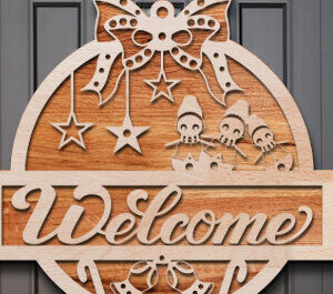 Intra απο ξύλο plywood 3mm-4mm πάχος - Χριστουγεννιάτικο σημάδι καλωσορίσματος Laser Cut  Δίασταση 15x15 cm INTRAFABR-76206823