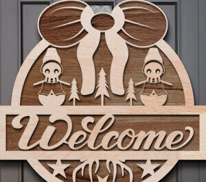 Intra απο ξύλο plywood 3mm-4mm πάχος - Χριστουγεννιάτικο σημάδι καλωσορίσματος Laser Cut  Δίασταση 15x15 cm INTRAFABR-76206831