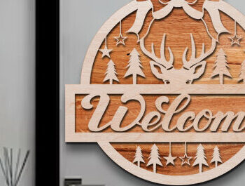 Intra απο ξύλο plywood 3mm-4mm πάχος - Χριστουγεννιάτικο σημάδι καλωσορίσματος Laser Cut  Δίασταση 15x15 cm INTRAFABR-76206781 - Image 1