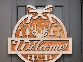 Intra απο ξύλο plywood 3mm-4mm πάχος - Χριστουγεννιάτικο σημάδι καλωσορίσματος Laser Cut  Δίασταση 15x15 cm INTRAFABR-76206781 - Image 2