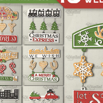 Intra απο ξύλο plywood 3mm-4mm πάχος - Πακέτο κοπής με λέιζερ χριστουγεννιάτικα σημάδια καλωσορίσματος Δίασταση 15x15 cm INTRAFABR-106663488 - Image 1