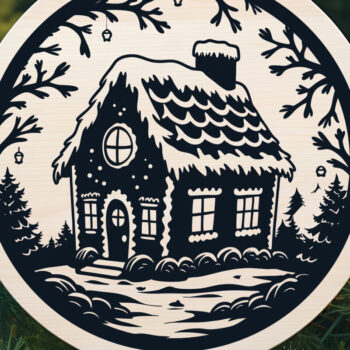 Intra απο ξύλο plywood 3mm-4mm πάχος - Χριστουγεννιάτικο ιδιότροπο μελόψωμο σπίτι Δίασταση 15x15 cm INTRAFABR-107975248 - Image 10