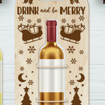 Intra απο ξύλο plywood 3mm-4mm πάχος - Θήκη χριστουγεννιάτικου μπουκαλιού κρασιού | Χριστούγεννα Δίασταση 4x14 cm INTRAFABR-110454426 - Image 1