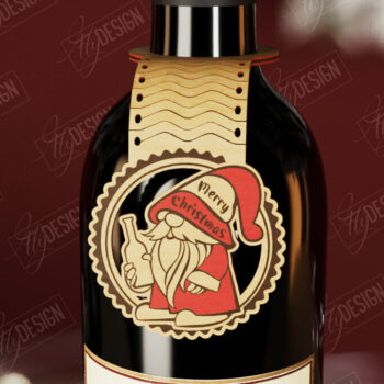 Intra απο ξύλο plywood 3mm-4mm πάχος - Πακέτο ετικέτας χριστουγεννιάτικου μπουκαλιού κρασιού | CNC Δίασταση 15x15 cm INTRAFABR-111361082 - Image 4