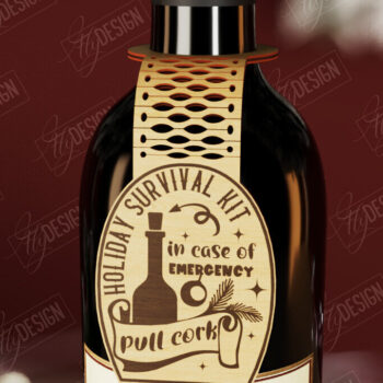 Intra απο ξύλο plywood 3mm-4mm πάχος - Πακέτο ετικέτας χριστουγεννιάτικου μπουκαλιού κρασιού | CNC Δίασταση 15x15 cm INTRAFABR-111361082 - Image 5