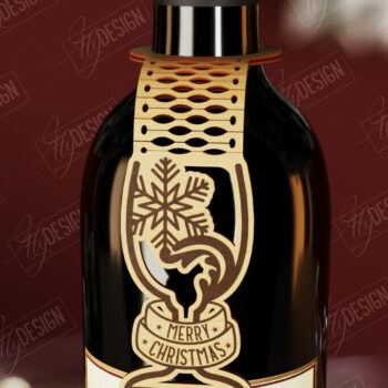 Intra απο ξύλο plywood 3mm-4mm πάχος - Χριστουγεννιάτικο μπουκάλι κρασιού Ετικέτα | Δώρο διακοπών Δίασταση 15x15 cm INTRAFABR-111361017 - Image 1