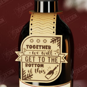 Intra απο ξύλο plywood 3mm-4mm πάχος - Χριστουγεννιάτικο μπουκάλι κρασιού Ετικέτα | Δώρο διακοπών Δίασταση 15x15 cm INTRAFABR-111360984