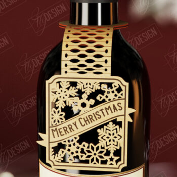 Intra απο ξύλο plywood 3mm-4mm πάχος - Χριστουγεννιάτικο μπουκάλι κρασιού Ετικέτα | Δώρο διακοπών Δίασταση 15x15 cm INTRAFABR-111360992 - Image 1