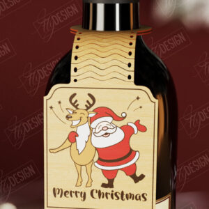 Intra απο ξύλο plywood 3mm-4mm πάχος - Χριστουγεννιάτικο μπουκάλι κρασιού Ετικέτα | Δώρο διακοπών Δίασταση 15x15 cm INTRAFABR-111361013