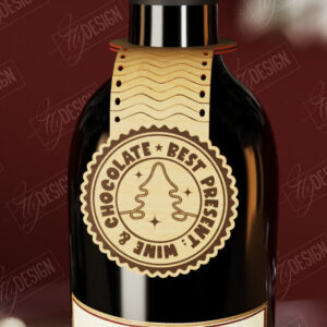 Intra απο ξύλο plywood 3mm-4mm πάχος - Χριστουγεννιάτικο μπουκάλι κρασιού Ετικέτα | Δώρο διακοπών Δίασταση 15x15 cm INTRAFABR-111360942