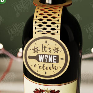 Intra απο ξύλο plywood 3mm-4mm πάχος - Χριστουγεννιάτικο μπουκάλι κρασιού Ετικέτα | Ετικέτα διακοπών Δίασταση 15x15 cm INTRAFABR-108586234