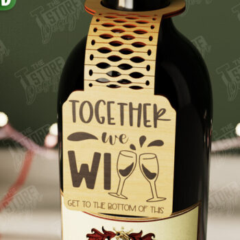 Intra απο ξύλο plywood 3mm-4mm πάχος - Χριστουγεννιάτικο μπουκάλι κρασιού Ετικέτα | Ετικέτα διακοπών Δίασταση 15x15 cm INTRAFABR-108586239 - Image 1