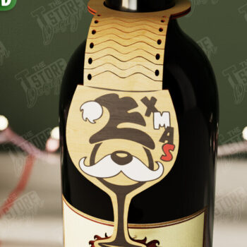 Intra απο ξύλο plywood 3mm-4mm πάχος - Χριστουγεννιάτικο μπουκάλι κρασιού Πακέτο ετικετών | CNC Δίασταση 15x15 cm INTRAFABR-108587758 - Image 3