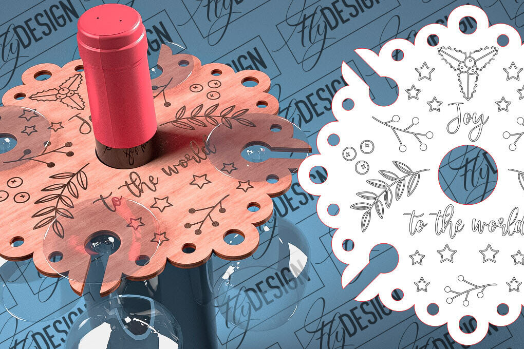 Intra απο ξύλο plywood 3mm-4mm πάχος - Christmas Wine Caddy Laser Cut  Δίασταση 15x15 cm INTRAFABR-79744990