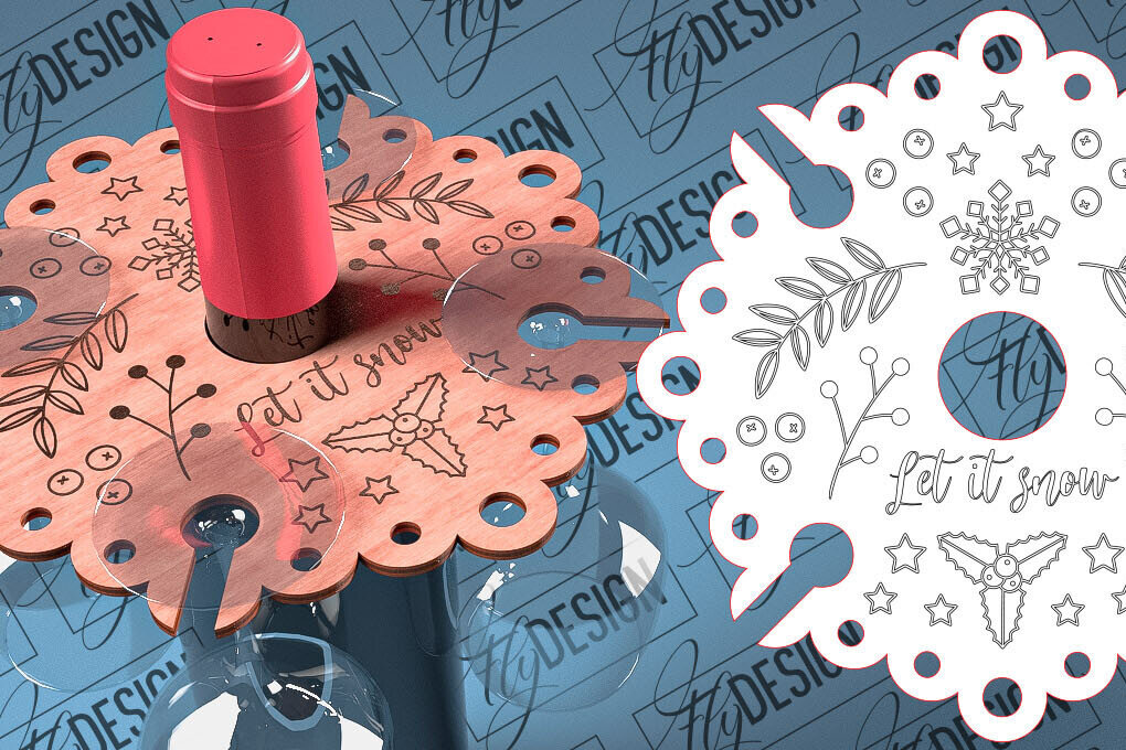 Intra απο ξύλο plywood 3mm-4mm πάχος - Christmas Wine Caddy Laser Cut  Δίασταση 15x15 cm INTRAFABR-79744968