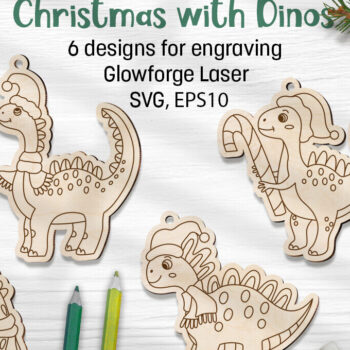 Intra απο ξύλο plywood 3mm-4mm πάχος - Χριστούγεννα με Σετ Laser Dinos Δίασταση 15x15 cm INTRAFABR-107205365 - Image 1