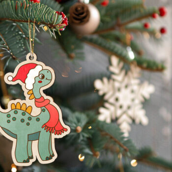 Intra απο ξύλο plywood 3mm-4mm πάχος - Χριστούγεννα με Σετ Laser Dinos Δίασταση 15x15 cm INTRAFABR-107205365 - Image 5