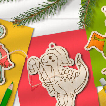 Intra απο ξύλο plywood 3mm-4mm πάχος - Χριστούγεννα με Σετ Laser Dinos Δίασταση 15x15 cm INTRAFABR-107205365 - Image 6