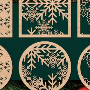 Intra απο ξύλο plywood 3mm-4mm πάχος - Πακέτο Christmas Wood Coastes  Δίασταση 25x25 cm INTRAFABR-42638986