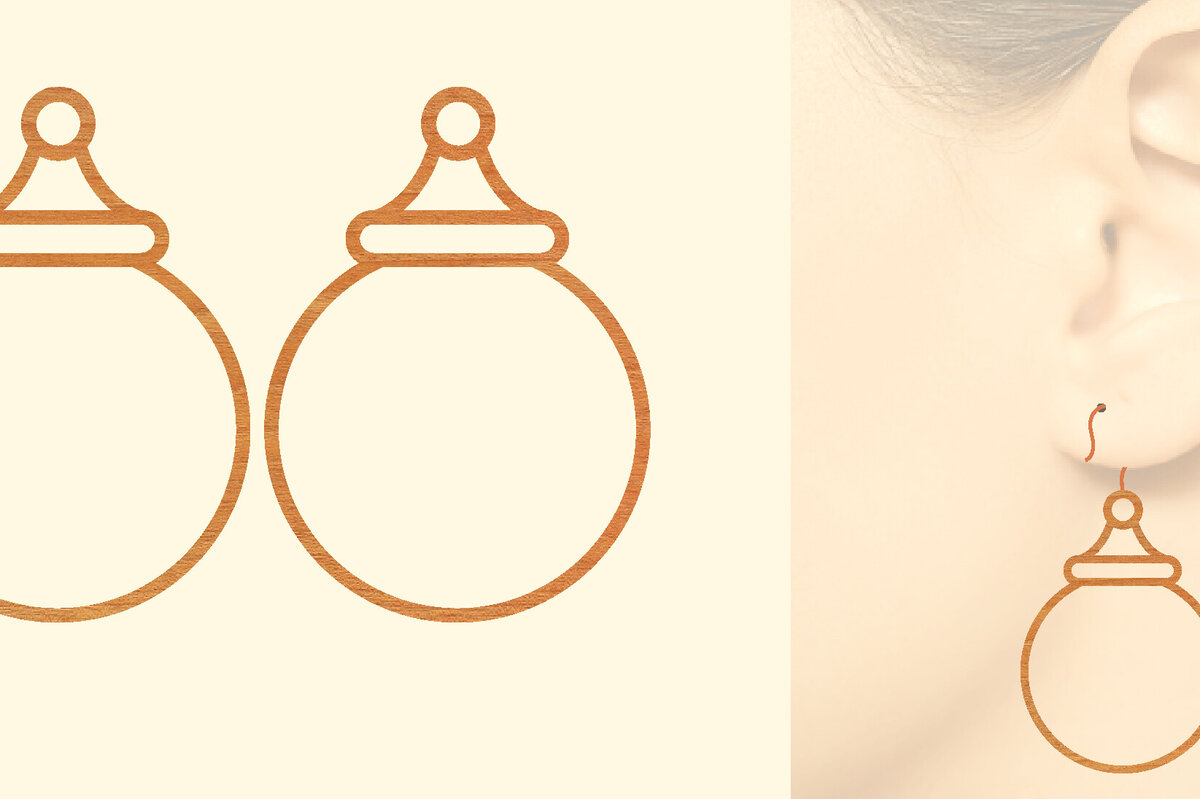 Intra απο ξύλο plywood 3mm-4mm πάχος - Χριστουγεννιάτικα Ξύλινα Σκουλαρίκια Laser Cut  Δίασταση 3x3 cm INTRAFABR-79867611