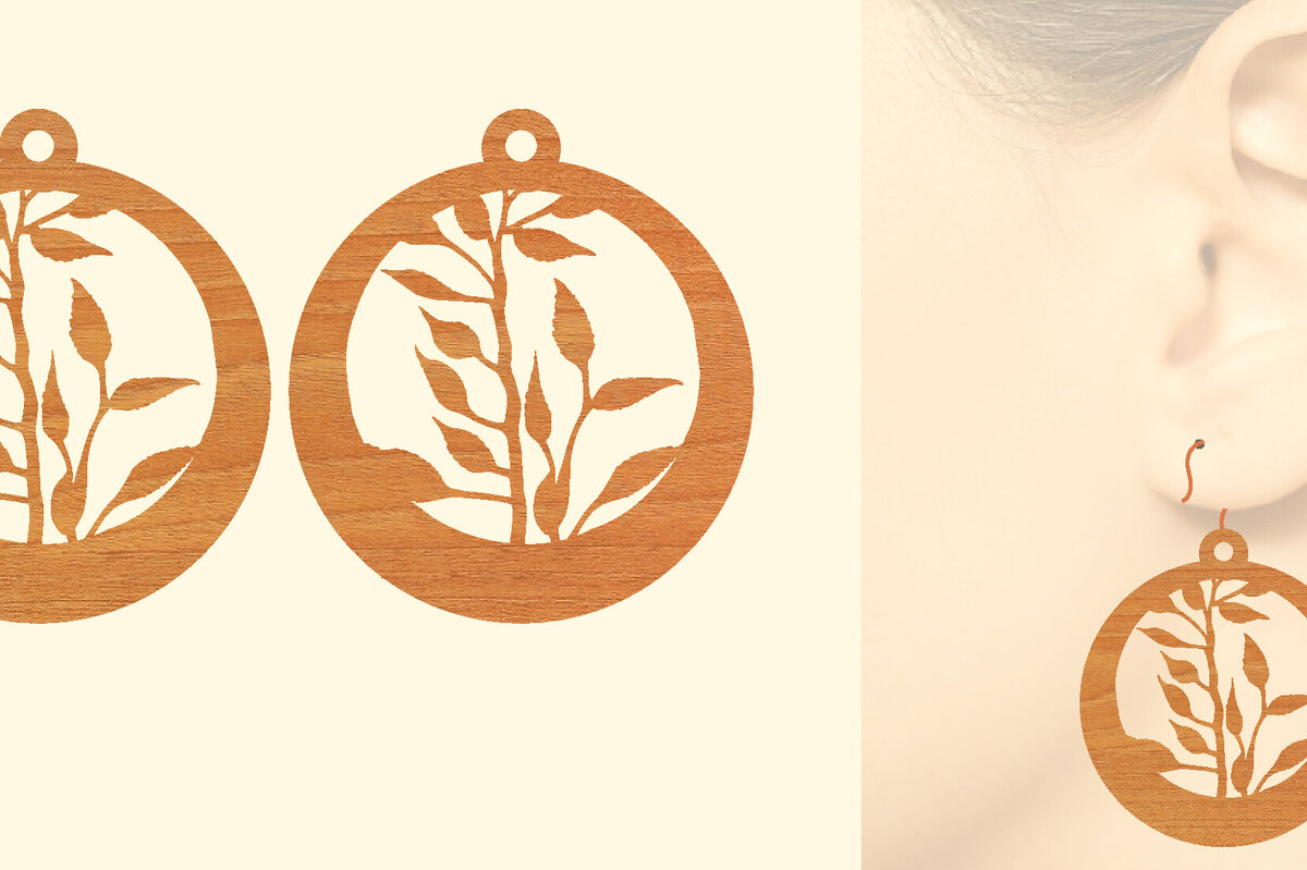 Intra απο ξύλο plywood 3mm-4mm πάχος - Χριστουγεννιάτικα Ξύλινα Σκουλαρίκια Laser Cut  Δίασταση 3x3 cm INTRAFABR-79867922