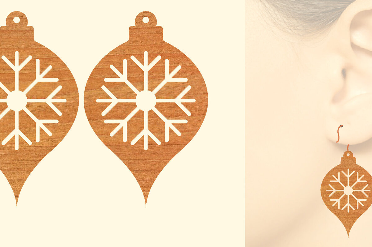 Intra απο ξύλο plywood 3mm-4mm πάχος - Χριστουγεννιάτικα Ξύλινα Σκουλαρίκια Laser Cut  Δίασταση 3x3 cm INTRAFABR-79868066