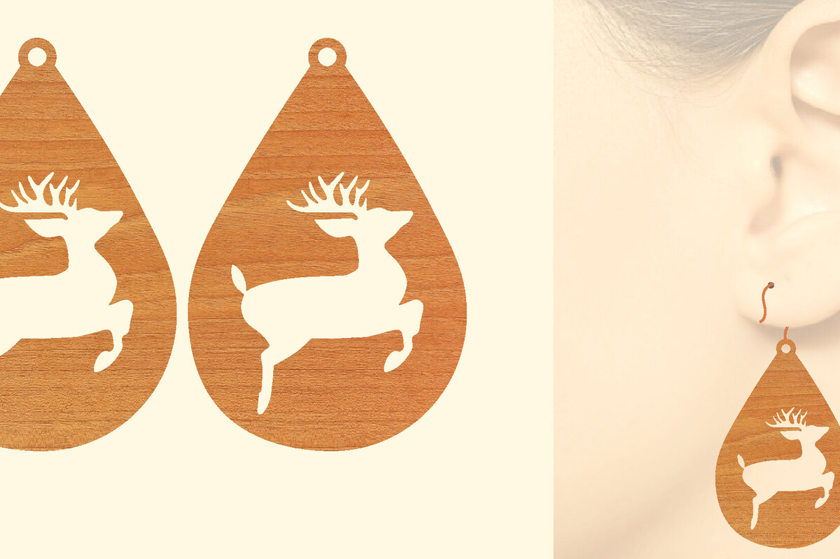 Intra απο ξύλο plywood 3mm-4mm πάχος - Χριστουγεννιάτικα Ξύλινα Σκουλαρίκια Laser Cut  Δίασταση 3x3 cm INTRAFABR-79868212