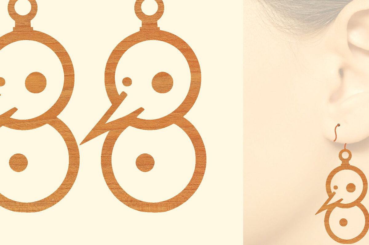 Intra απο ξύλο plywood 3mm-4mm πάχος - Χριστουγεννιάτικα Ξύλινα Σκουλαρίκια Laser Cut  Δίασταση 3x3 cm INTRAFABR-80079395