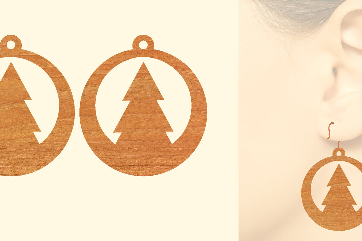 Intra απο ξύλο plywood 3mm-4mm πάχος - Χριστουγεννιάτικα Ξύλινα Σκουλαρίκια Laser Cut  Δίασταση 3x3 cm INTRAFABR-79867218