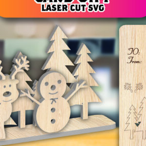 Intra απο ξύλο plywood 3mm-4mm πάχος - Χριστουγεννιάτικη ξύλινη κάρτα δώρο Laser Cut  Δίασταση 15x15 cm INTRAFABR-106812407