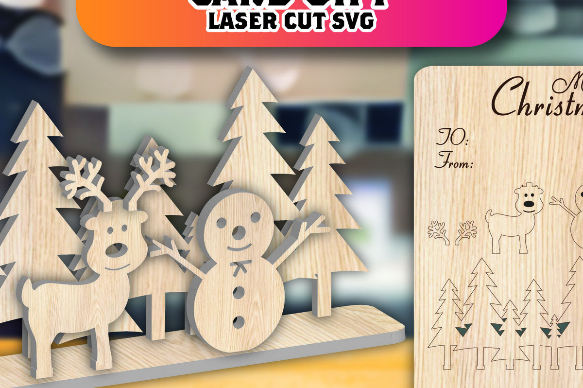 Intra απο ξύλο plywood 3mm-4mm πάχος - Χριστουγεννιάτικη ξύλινη κάρτα δώρο Laser Cut  Δίασταση 15x15 cm INTRAFABR-106812407