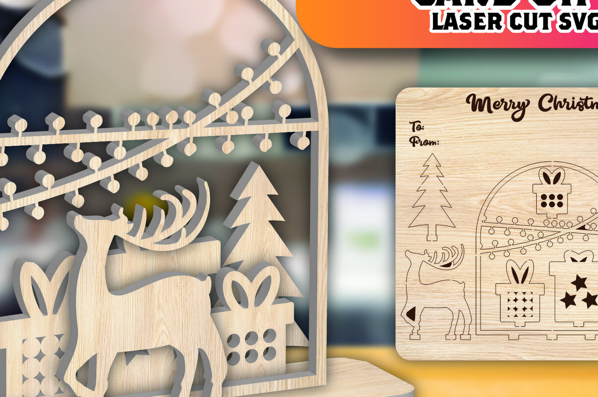 Intra απο ξύλο plywood 3mm-4mm πάχος - Χριστουγεννιάτικη ξύλινη κάρτα δώρο Laser Cut  Δίασταση 15x15 cm INTRAFABR-107006208