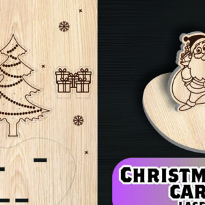 Intra απο ξύλο plywood 3mm-4mm πάχος - Χριστουγεννιάτικη ξύλινη κάρτα δώρο Laser Cut  Δίασταση 15x15 cm INTRAFABR-106545792