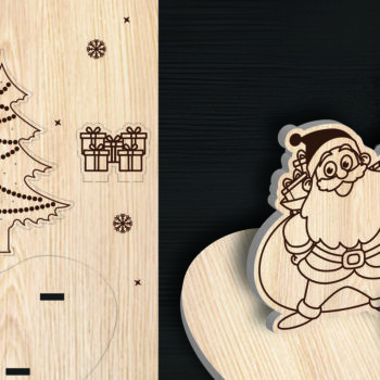 Intra απο ξύλο plywood 3mm-4mm πάχος - Πακέτο δώρου Χριστουγεννιάτικη ξύλινη κάρτα  Δίασταση 15x15 cm INTRAFABR-107006410 - Image 6