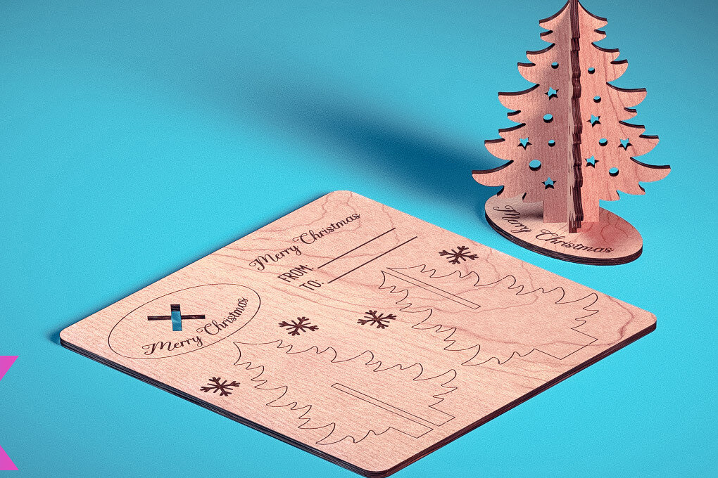 Intra απο ξύλο plywood 3mm-4mm πάχος - Χριστουγεννιάτικη Ξύλινη Κάρτα Laser Cut  | Δίασταση 15x15 cm INTRAFABR-72319854