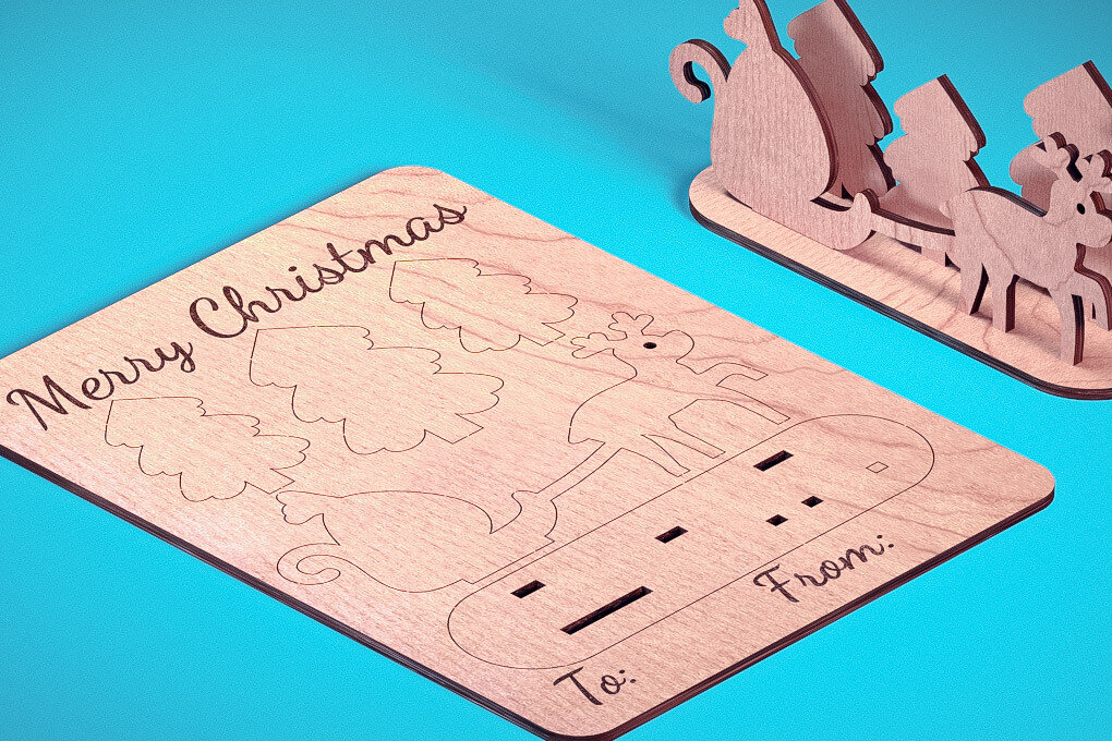 Intra απο ξύλο plywood 3mm-4mm πάχος - Χριστουγεννιάτικη Ξύλινη Κάρτα Laser Cut  Δίασταση 15x15 cm INTRAFABR-75888983