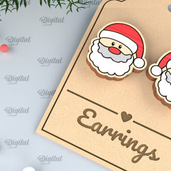 Intra απο ξύλο plywood 3mm-4mm πάχος - Χριστουγεννιάτικα ξύλινα σκουλαρίκια με λέιζερ Δίασταση 3x3 cm INTRAFABR-99874042 - Image 1